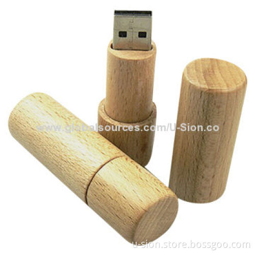 Wooden USB Flash Drive, Various Logo Printings are Available, Supports Plug-and-play Function